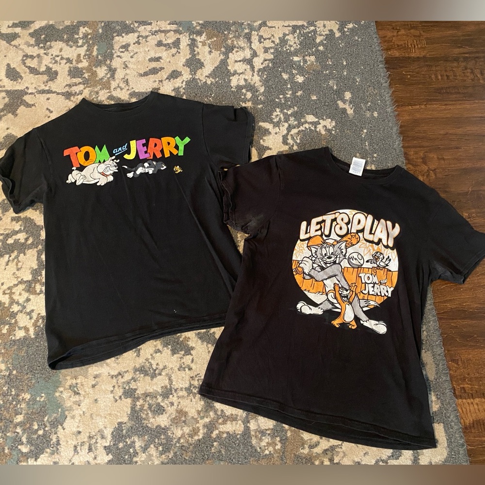 Bundle of Two Black Tom & Jerry Shirts Size Medium